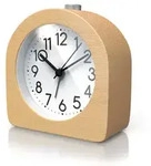 BEARWARE Wecker analog ohne Ticken - halbrund - Holz hell - Retro Design -