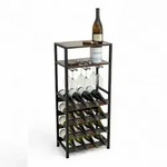 DanDiBo Weinregal Metall Schwarz Stehend mit Glashalter 100 cm 96575...