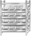BRB Sch&uuml;ttgutregal verzinkt mit 16 Abteilen, HxBxT 2000 x 1290 x 525 mm, 4...