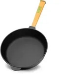 BRIZOLL &Oslash;24cm 62mm hoch Gusseisenpfanne Gu&szlig;eisenpfanne mit Holzgriff Pfanne aus