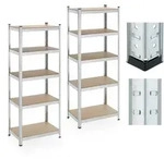 Relaxdays Schwerlastregal, 2er Set, 5 Ebenen, 180x70x45 cm, 500 kg Tragkraft, Stahl,