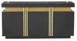 STILVORA Sideboard Spanplatte Schwarz 140x38x70 cm, 3 T&uuml;ren, 6 F&auml;cher...