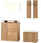 STILVORA Flur-Garderoben-Set aus Spanplatte in Natural, 140x35x133 cm