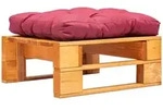 vidaXL Garten-Palettenhocker mit Rotem Kissen Holz Honigbraun