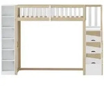 STILVORA Hochbett Holz Wei&szlig;/Natur 90x200 cm mit Kleiderschrank, Regalen und...