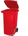 BRB 120 Liter M&uuml;lltonne/M&uuml;llgro&szlig;beh&auml;lter, rot, mit Fu&szlig;pedal f&uuml;r handfreie