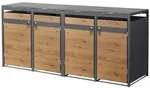 ML-Design M&uuml;lltonnenbox 4er Anthrazit-Holzoptik, 4&times;240L, 264&times;80&times;116 cm, Stahl,