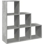 vidaXL Raumteiler-B&uuml;cherregal 3 Etagen Betongrau 99x29x99 cm