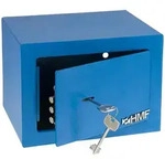 HMF 49216-05 Tresor mit Schl&uuml;ssel, M&ouml;beltresor klein, 23 x 17 x 17 cm, Blau