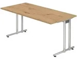 b&uuml;m&ouml; Schreibtisch N-Serie 160x80 cm, Tischplatte aus Holz in Asteiche,...