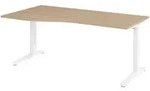 b&uuml;m&ouml; Schreibtisch h&ouml;henverstellbar 180x100 cm in Eiche, Metallgestell in...