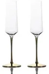Intirilife 2x Champagner Glas mit goldfarbenem Stiel - 200 ml F&uuml;llmenge - Sekt