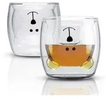 Intirilife 2x Doppelwandiges Thermo Glas Set in 230 ml im B&auml;ren Design -