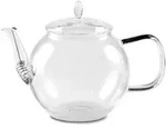 Feelino Glaskanne 800 ml | Borosilikatglas | mit Deckel und Teesieb Transparent