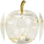 LED Dekolampe Apfel Glas 10er LED Lichterkette Timer &Oslash;11cm transparent