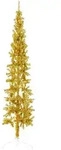 vidaXL K&uuml;nstlicher Halb-Weihnachtsbaum mit St&auml;nder Schlank Gold 180 cm