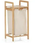 Lumaland W&auml;schekorb Bambus 33x33x73cm holzfarben/beige W&auml;schesack ausziehbar