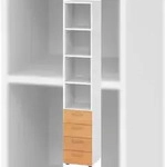 b&uuml;m&ouml; smart Schubladenschrank, B&uuml;roschrank in Wei&szlig;/Buche mit 4 Sch&uuml;ben & 4