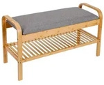 LUMALAND - Schuhregal aus Bambus mit Sitzbank - 90 x 50 x 30 cm - Grau