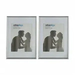 Relaxdays Bilderrahmen 2er Set, Din A4, Passepartout 15x20 cm, Glasscheibe,
