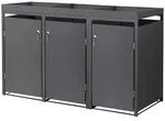 ML-Design M&uuml;lltonnenbox 3er Anthrazit mit Pflanzdach, f&uuml;r 3&times;240L, 200&times;80&times;124 cm,