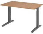 b&uuml;m&ouml; manuell h&ouml;henverstellbarer Schreibtisch 120x80 in Nussbaum, Gestell in