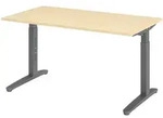 b&uuml;m&ouml; manuell h&ouml;henverstellbarer Schreibtisch 140x80 in Ahorn, Gestell in graphit -