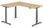b&uuml;m&ouml; Eckschreibtisch elektrisch h&ouml;henverstellbar L-Form: 180 x 160 cm in Eiche,