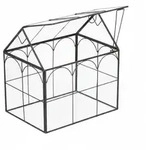 Relaxdays Pflanzenterrarium, Glas & Zinn, Deko Glashaus f&uuml;r Kakteen & Moos,