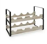 Relaxdays Weinregal, 8 Flaschen, Metall, Holz, HxBxT: 29 x 39,5 x 17,5 cm, Weinhalter