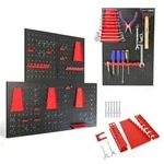 PROREGAL 5x Werkzeug Lochwand Set ARES aus Metall, BxT 200x60cm, inkl. 48 Haken &