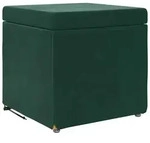 Dunkelgr&uuml;ner Hocker, 41 x 41 x 40 cm, Samt und Verbundholz, Modell Apex Marine