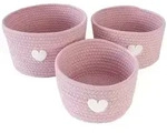 Intirilife 3-teiliges Aufbewahrungskorb Set Organizer in Rosa mit Herzaufn&auml;her...