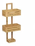 Relaxdays Duschregal Bambus, HxBxT:65x28x15,5cm, Holz, H&auml;ngeregal mit 3 Ablagen,