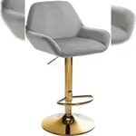 CLP Barhocker Braga Gold Samt grau