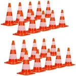 ECD Germany 20 x Verkehrskegel 47 cm Orange-Wei&szlig; 2 Reflektoren Stapelbar Flexibel