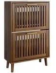OKWISH Schuhschrank MDF und Spanplatte walnussfarben, 2 Klappen mit...