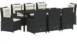 vidaXL 9-teiliges Garten-Esszimmer-Set in Schwarz aus Poly Rattan