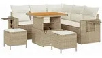 vidaXL Garten-Sofa-Set mit Kissen mit Speicher 8 pcs Beige und Creme