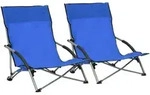 vidaXL Klappbare Strandst&uuml;hle 2 Stk. Blau Stoff