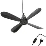 Mobiler Deckenventilator "Schwarz" ( 5m XXL Kabel ) mit Stecker und Schalter,