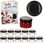 12er Set Marmeladenglas 106ml Einmachglas Deep TO70 Deckel Schwarz Heft