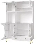 STILVORA Hochschrank MDF/Glas Wei&szlig; 120x40x176 cm mit LED, Steckdosenleiste &