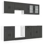 vidaXL 8-tlg. K&uuml;chenschrank-Set Kalmar Schwarz Holzwerkstoff