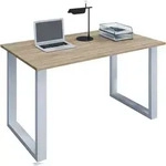 VCM Schreibtisch Lona Wei&szlig; / Sonoma-Eiche H. 76 x B. 140 x T. 80 cm