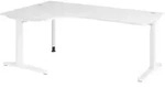 b&uuml;m&ouml; Eckschreibtisch h&ouml;henverstellbar 200x120 cm in wei&szlig;, Metallgestell in...
