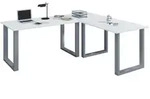 VCM Schreibtisch Lona Silber / Wei&szlig; H. 76 x B. 190 x T. 160 cm