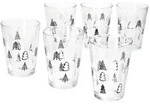 6er Set TREE GREY WINTER Weihnachtsbaum Weihnachtsgl&auml;ser mit schwarzen &...