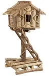 Relaxdays Vogelhaus stehend, unbehandeltes Deko Vogelh&auml;uschen auf St&auml;nder,