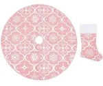 vidaXL Luxus-Weihnachtsbaumdecke mit Socke Rosa 150 cm Stoff